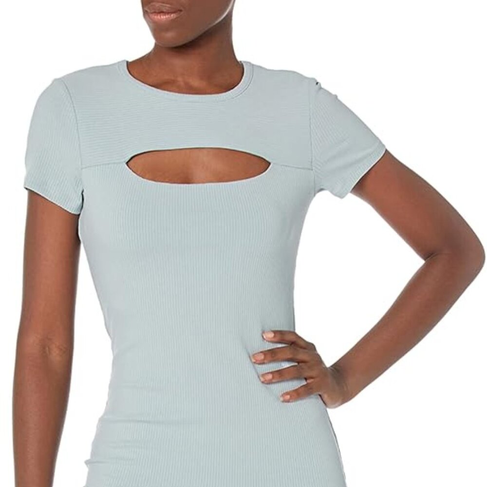 GUESS Eco Lana Dress – Light Blue Short Sleeve Bodycon Mini, Pull-On